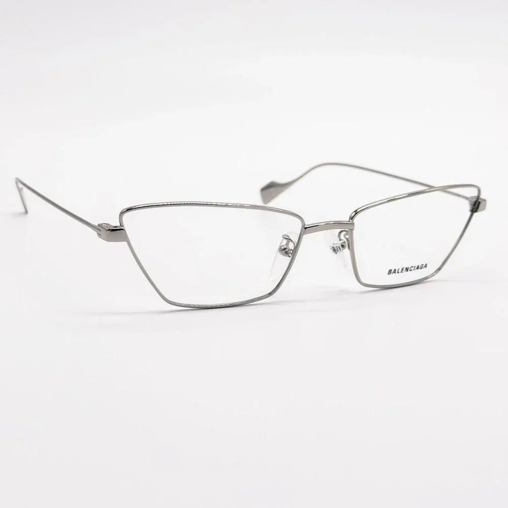 NEW BALENCIAGA EYEGLASSES BB0091O 002 CAT EYE SILVER WOMEN EYEWEAR BALENCIAGA